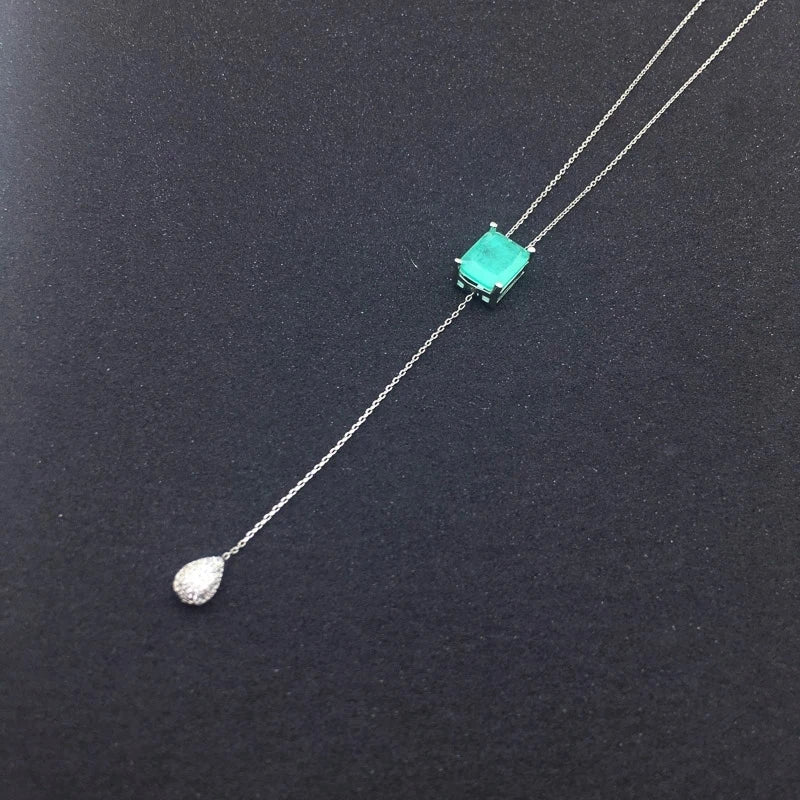 Emerald Pendant Necklace Fine Jewelry Women Lady Engagement Wedding