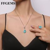 FFGems Paraiba Emerald Oval Gemstones Silver Sets for Women