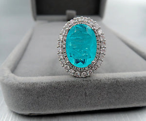 FFGems Paraiba Emerald Oval Gemstones Silver Sets for Women