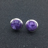 Natural Charoite Earring 925 Silver Gemstone Fine Jewelry For Women
