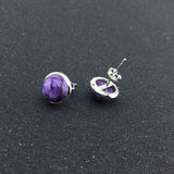 Natural Charoite Earring 925 Silver Gemstone Fine Jewelry For Women