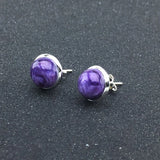 Natural Charoite Earring 925 Silver Gemstone Fine Jewelry For Women