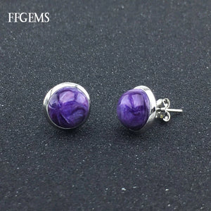 Natural Charoite Earring 925 Silver Gemstone Fine Jewelry For Women