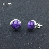 Natural Charoite Earring 925 Silver Gemstone Fine Jewelry For Women