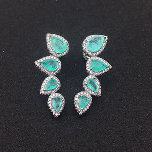 Emerald Earrings Synthetic Gemstone Fine Jewelry For Women Engagement Wedding