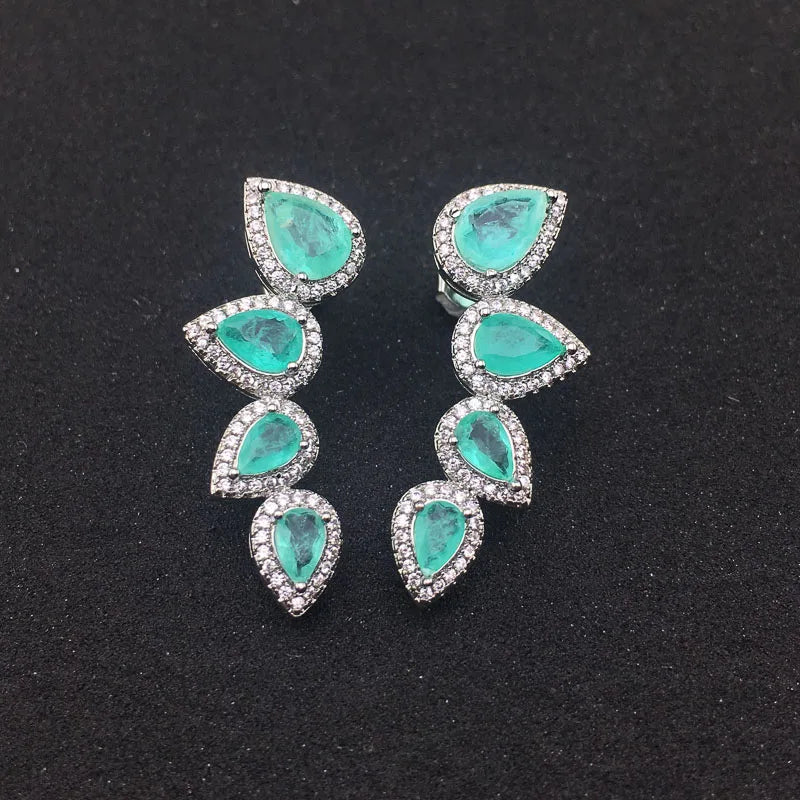 Emerald Earrings Synthetic Gemstone Fine Jewelry For Women Engagement Wedding