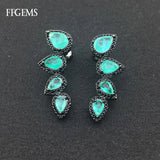 Emerald Earrings Synthetic Gemstone Fine Jewelry For Women Engagement Wedding