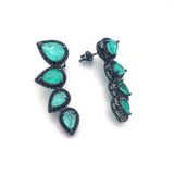 Emerald Earrings Synthetic Gemstone Fine Jewelry For Women Engagement Wedding
