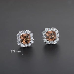 Zultanite Stud Earrings Silver Square Stone Fine Jewelry Gift