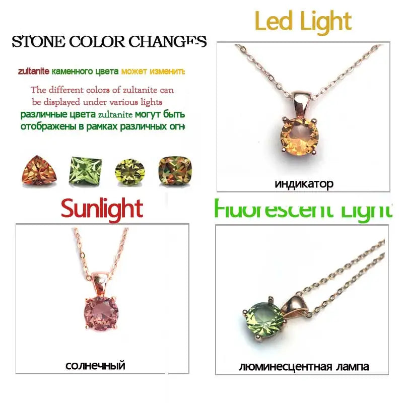 Zultanite Gemstone Pendant 925 Sterling Silver Necklace Diaspore Change
