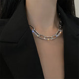 Unisex Bling Silver Metal Link Chains Necklace Choker