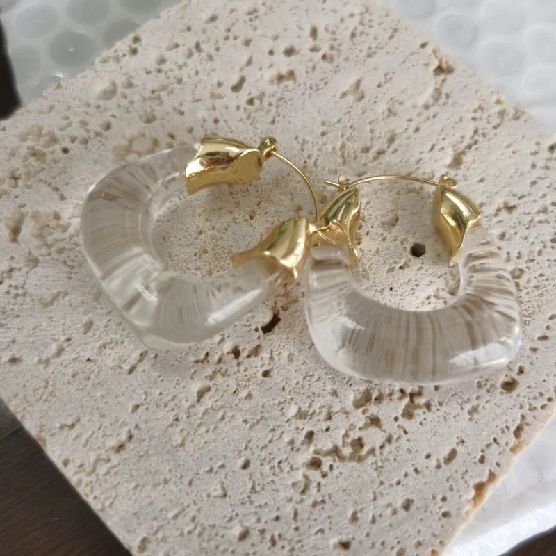 Fall Metal Acrylic Big Hoop Earrings for Women Girls Party Jewelry