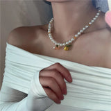 Lemon Flower Pearl Necklace Heart Strawberry Beaded Choker Women Girl Jewelry