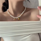 Lemon Flower Pearl Necklace Heart Strawberry Beaded Choker Women Girl Jewelry
