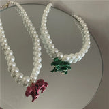Pearl Short Animal Pendant Necklace for Women