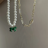 Pearl Short Animal Pendant Necklace for Women