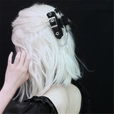 Punk Hip Hop Cross Tassel Gothic Dark Hair Grab Leather Buckle Chain Shark Clip