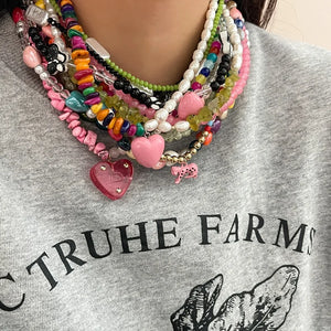 Baroque Pearl Choker Necklace Crystal Heart Clavicle Chain