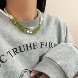 Baroque Pearl Choker Necklace Crystal Heart Clavicle Chain