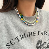 Baroque Pearl Choker Necklace Crystal Heart Clavicle Chain