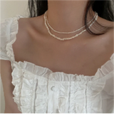 FFLACELL Freshwater Pearl Stackable Necklace Women Jewelry