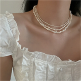 FFLACELL Freshwater Pearl Stackable Necklace Women Jewelry