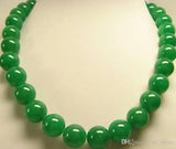 14mm Green Round Beads Necklace - Free Shipping
