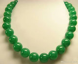 14mm Green Round Beads Necklace - Free Shipping