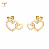 Heart-Shaped Stud Earrings Stainless Steel Jewelry