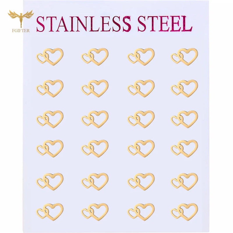 Heart-Shaped Stud Earrings Stainless Steel Jewelry