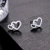 Heart-Shaped Stud Earrings Stainless Steel Jewelry