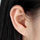 Heart-Shaped Stud Earrings Stainless Steel Jewelry