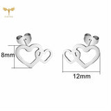 Heart-Shaped Stud Earrings Stainless Steel Jewelry