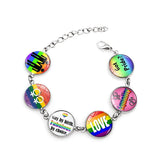 Rainbow Gay Pride Bracelet Glass Photo Print LGBT Couple Bracelets