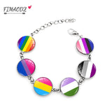 Rainbow Gay Pride Bracelet Glass Photo Print LGBT Couple Bracelets