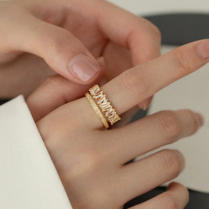 Double Layer Opening Wedding Ring Girls Engagement Party Accessories