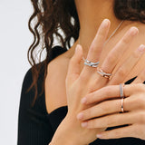 Intertwined Destiny Love Heart Ring Zircon Stackable Wedding Band