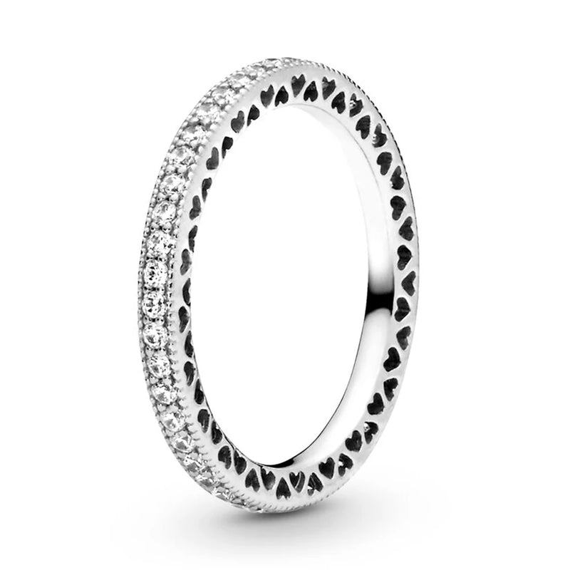 Intertwined Destiny Love Heart Ring Zircon Stackable Wedding Band