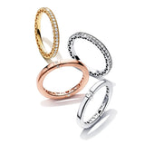 Intertwined Destiny Love Heart Ring Zircon Stackable Wedding Band