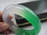 Chinese Icy Half Green Jade Bracelet Bangle