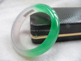 Chinese Icy Half Green Jade Bracelet Bangle