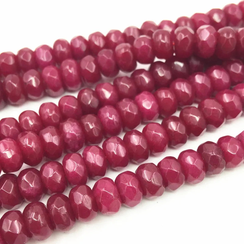 Faceted Brazil Ruby Abacus Gemstone Beads