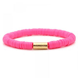 6Pcs Heishi Surfer Bracelets Set - Rainbow Polymer Clay Bracelet