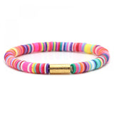 6Pcs Heishi Surfer Bracelets Set - Rainbow Polymer Clay Bracelet
