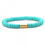 6Pcs Heishi Surfer Bracelets Set - Rainbow Polymer Clay Bracelet