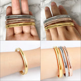 Stainless Steel Cuff Bracelet Sandblasted Finish Women's Jewelry