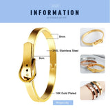 B062 Stainless Steel Belt Buckle Bangle Bracelet 3 Colors