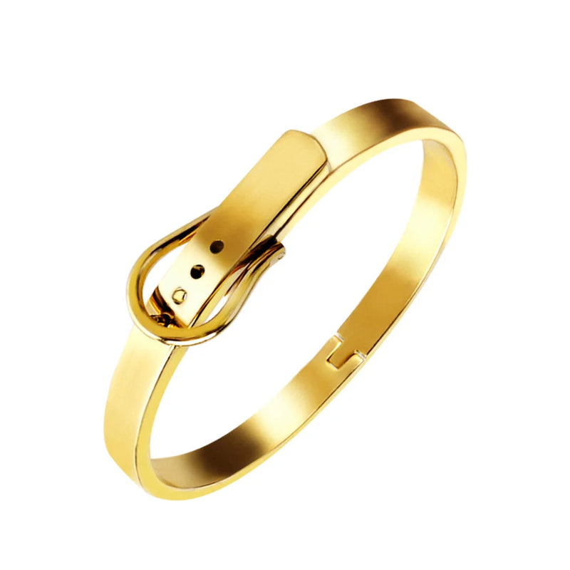 B062 Stainless Steel Belt Buckle Bangle Bracelet 3 Colors