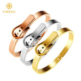 B062 Stainless Steel Belt Buckle Bangle Bracelet 3 Colors