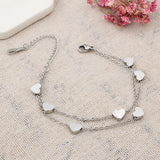 B214 Stainless Steel Double Layer Heart Charms Bracelet for Women